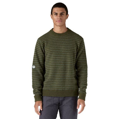 Recycled Wool-Blend Sweater - Fisherman Stitch: Pine Needle Green - Herr