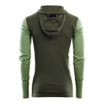 WarmWool Hood Sweater With Zip - Olive Night/Dill/Marengo - Herr