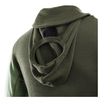 WarmWool Hood Sweater With Zip - Olive Night/Dill/Marengo - Herr