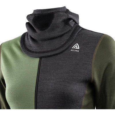 WarmWool Hood Sweater With Zip - Marengo/Olive Night/Dill - Dam