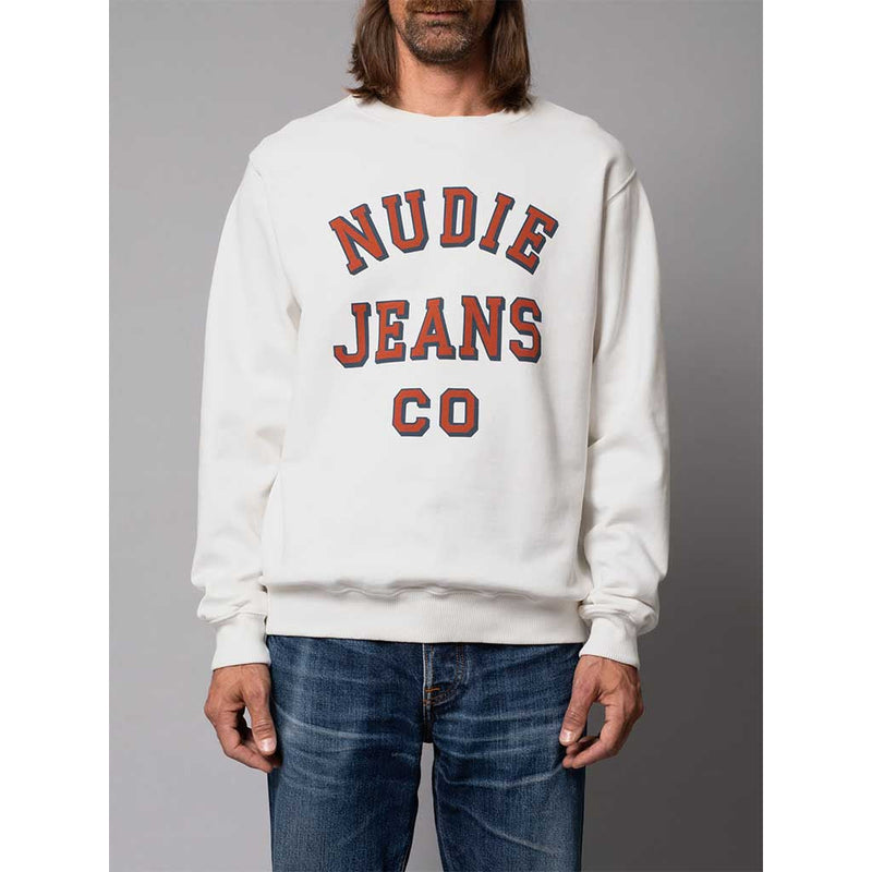 lasse nudie jeans co sweatshirt - chalk white