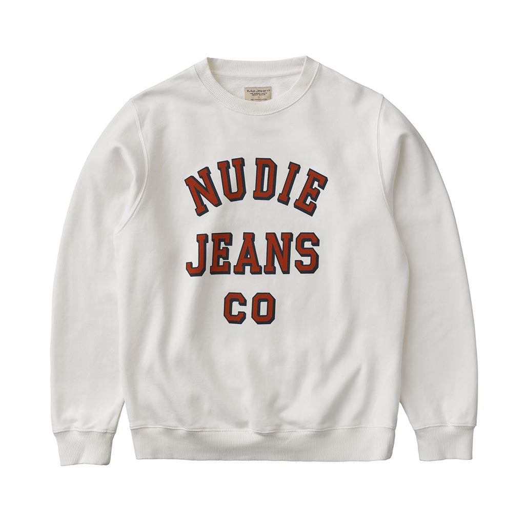 lasse nudie jeans co sweatshirt - chalk white