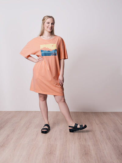 T-shirt/Klänning | Natural Dye T-shirt Dress - Peach - Dam